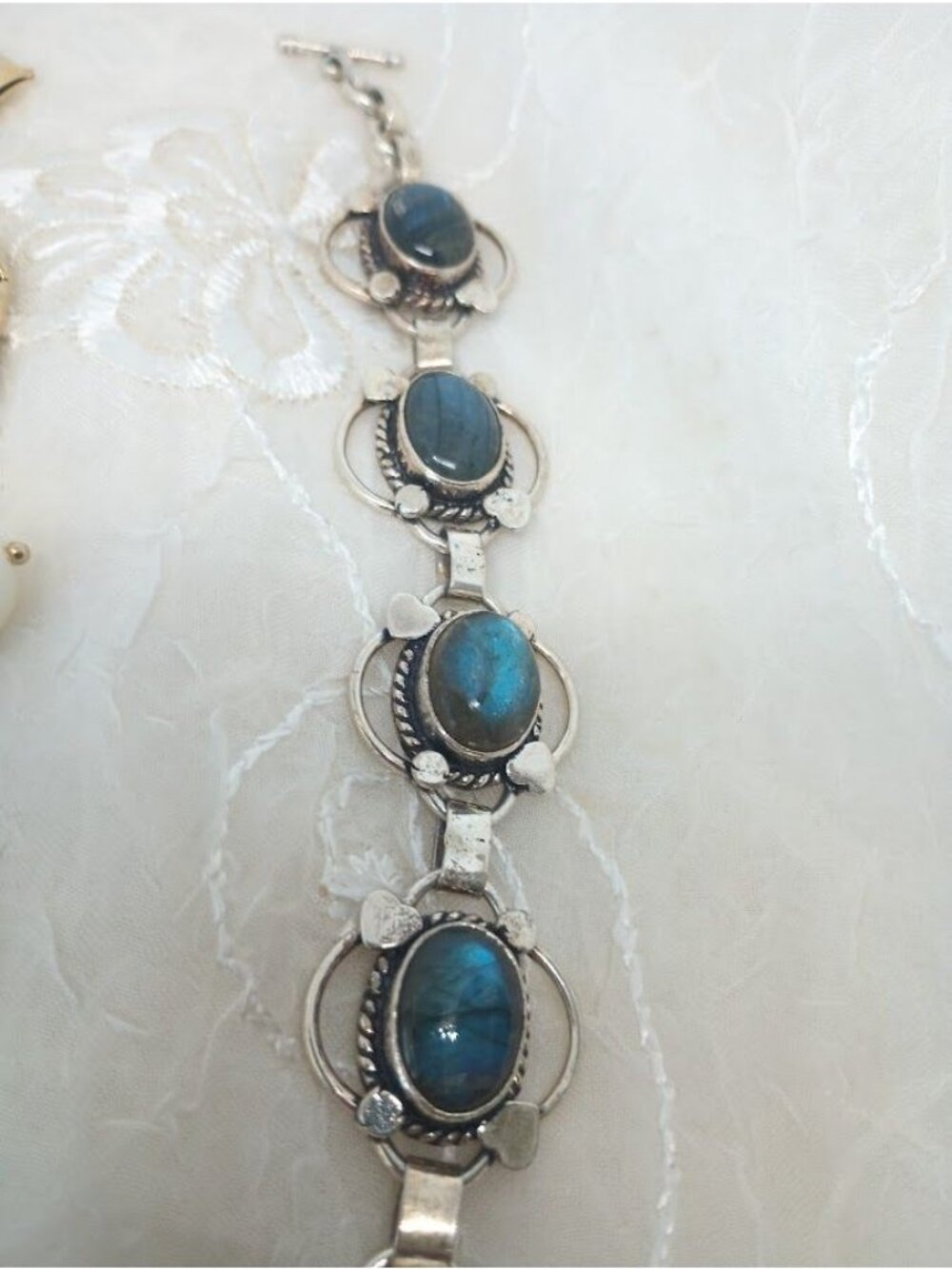 Betsey Johnson Leopard Print Heart Charm Bracelet & Labradorite Bracelets - Picture 7 of 10